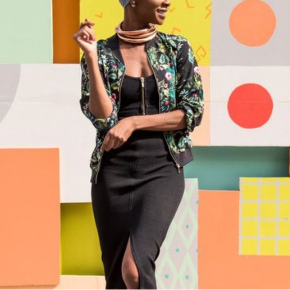 STYLE HOUSE FLORAL CHIFFON BOMBER JACKET